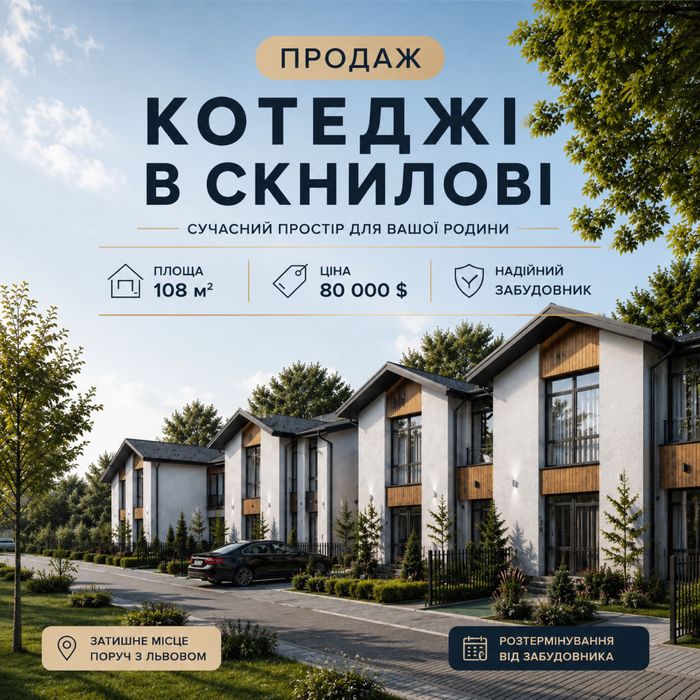 Продаж котеджів в Скнилові / від забудовника