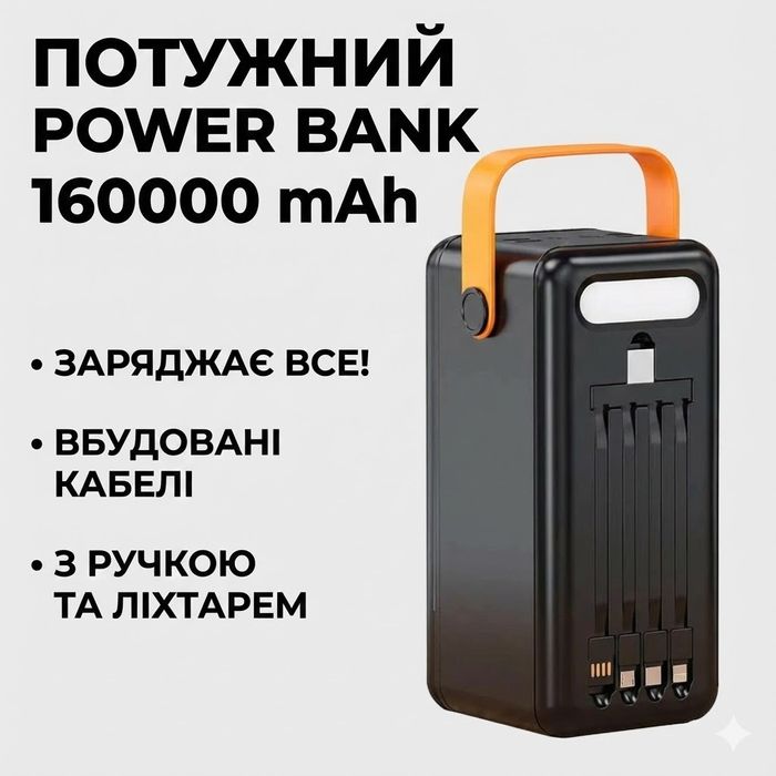 Зовнішній акумулятор Power Bank 80000 mAh та 160000mAh