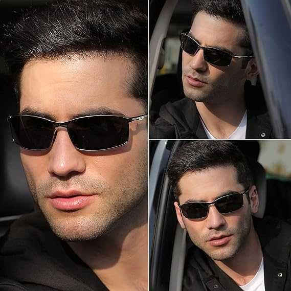 LEDING&BEST 2x Okulary przeciwsłoneczne pilotka, polaryzacyjne srebrne