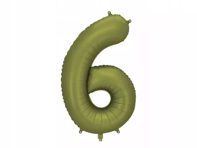 Balon foliowy Cyfra ''6'', 86cm, oliwkowy. PartyDeco