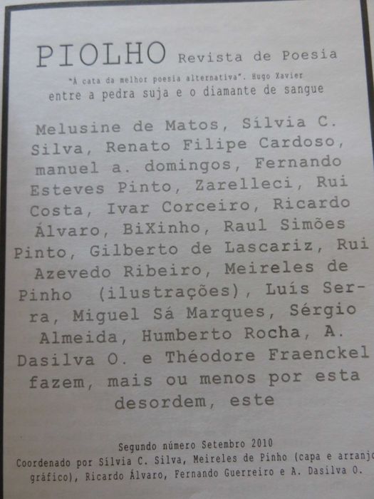 Piolho 002 - revista de poesia (envio grátis)