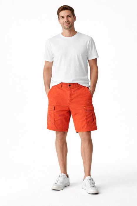 Męskie spodenki cargo Scotch & Soda pomarańczowe – 6 kieszeni