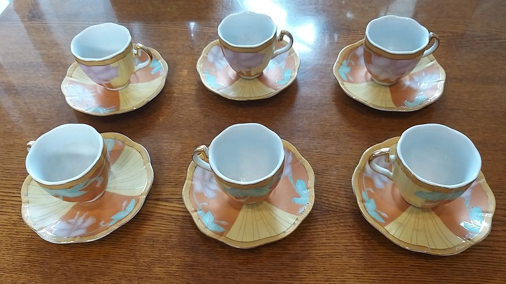 Кофейний сервіз чашки з блюдцями на 6 персон в коробці, Китай, б/в,