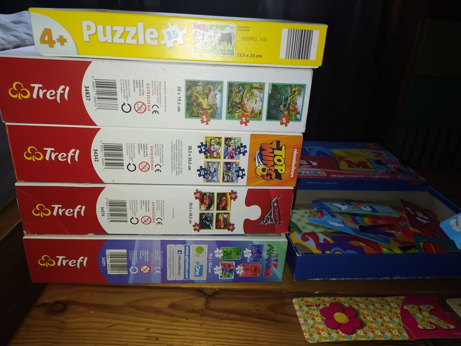 Puzzle 4+  cars, dinozaury, piżamersi, top wings