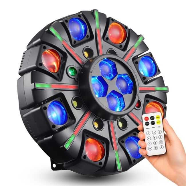 LIGHT4ME OCTOS ruchomy multiefekt oświetleniowy 7w1 LED DMX Beam RGBW Bee Eye RGBW laser czerwony laser zielony White Strobe