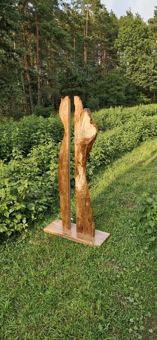 Drewniana lampa stojąca Led