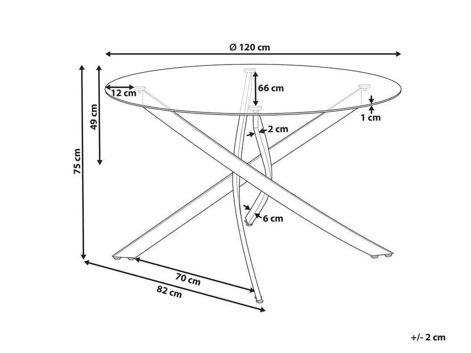 Mesa de jantar MARAMO Prateado 120 cm Vidro de segurança (temperado)