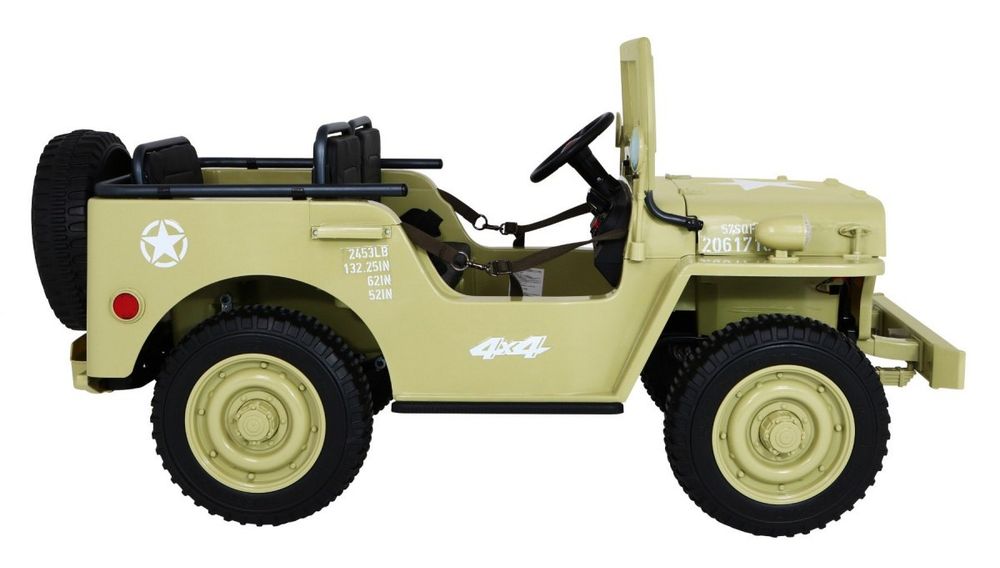 MOCNY   3osobowy MAX 60KG JEEP willys AUTO na akumulator Wojskowy