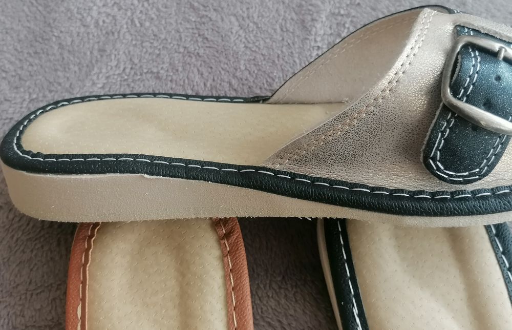 Nowe damskie pantofle 36 regulowane skóra klamra