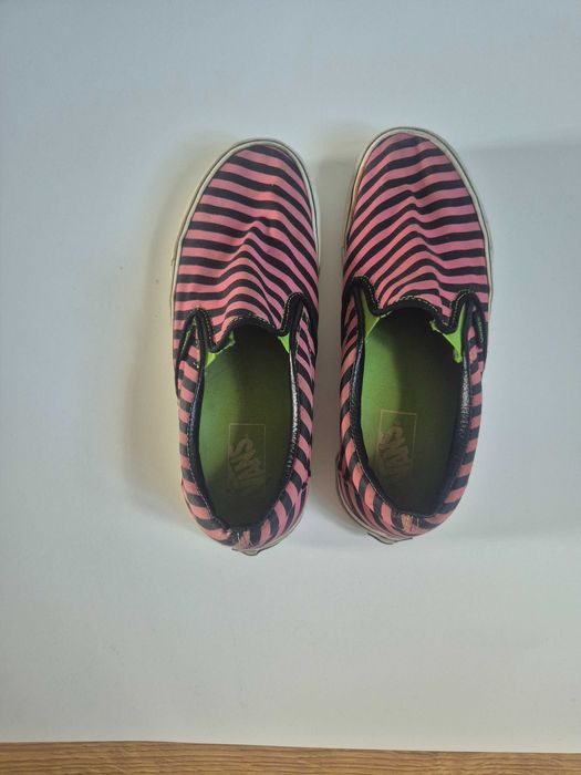 VANSy Classic Slip-On w różowe czarne paski vintage
