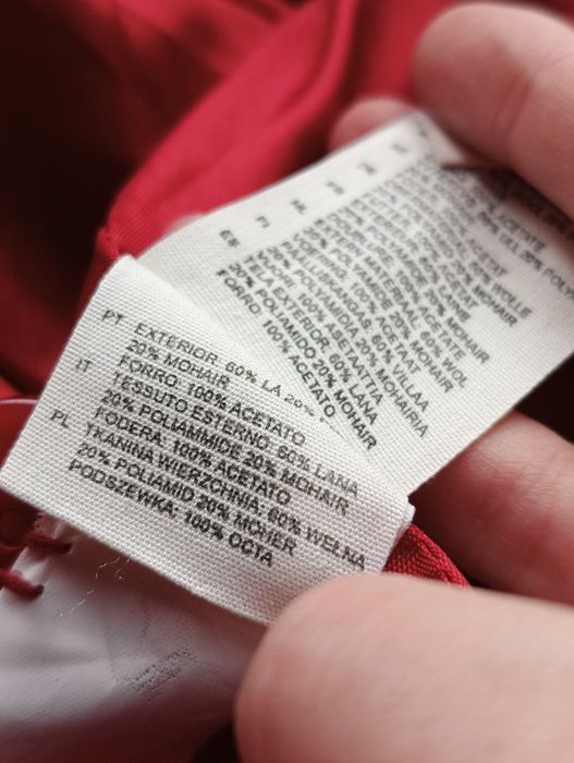 Płaszcz długi klasyczny wełniany, wełna i moher h&m 42