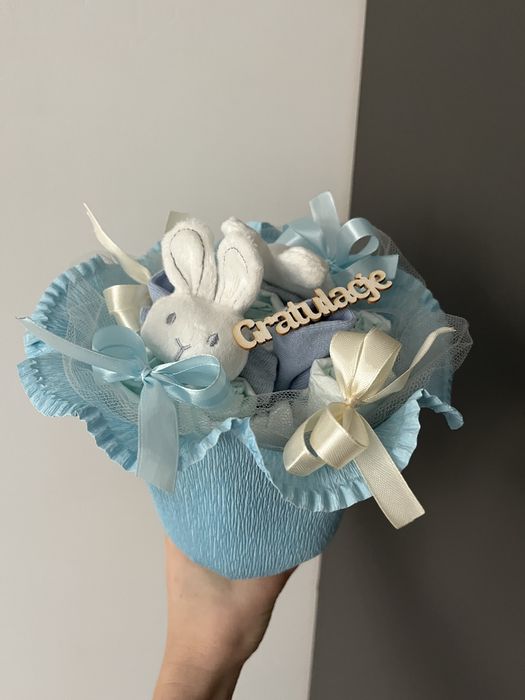 Bukiet z pampersów tort prezent dziecko chrzest