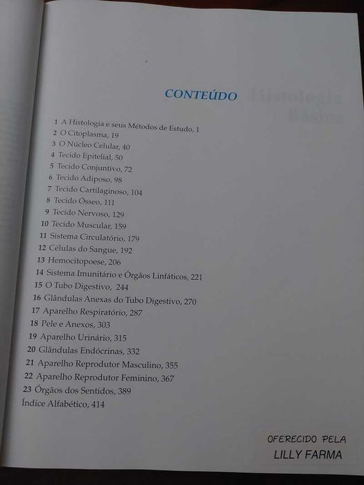 Livro “Histologia Básica” em excelente estado