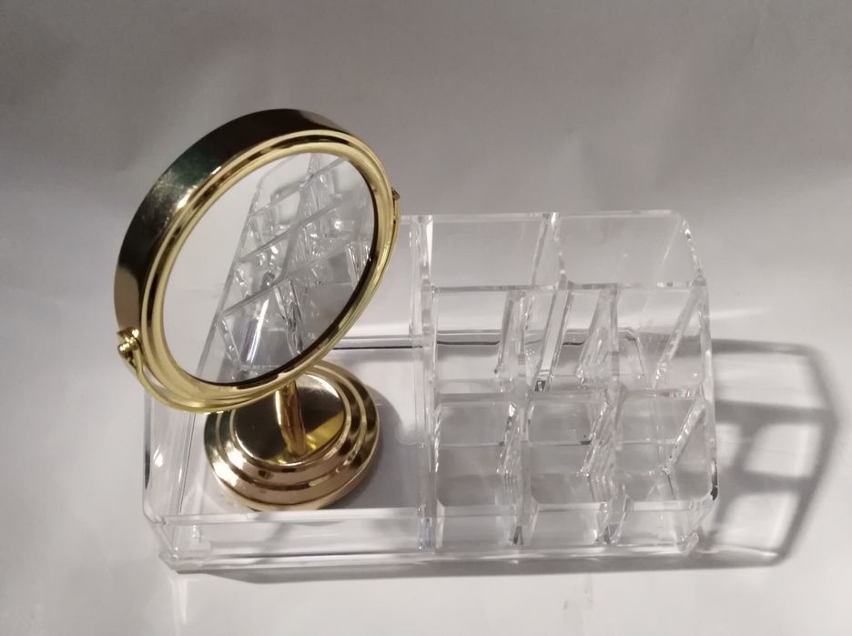 Conj suporte organizador de maquilhagem ou bijuteria + espelho duplo