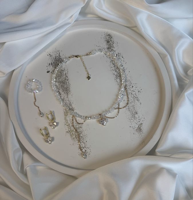 Кольє з кришталевих намистин чокер з кришталю підвіска з сердечком