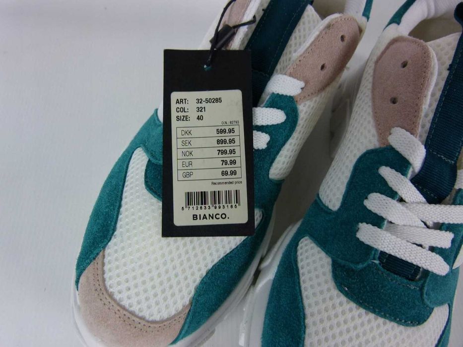 Bianco sportowe sneakersy skóra tkanina z metką 40 25,5 cm