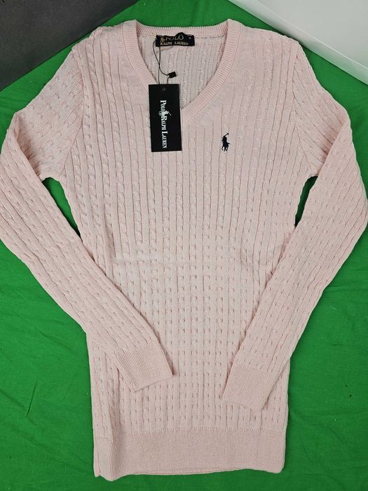 Premium Swetry Damskie Ralph Lauren Sweter różowy Wyszywane HIT