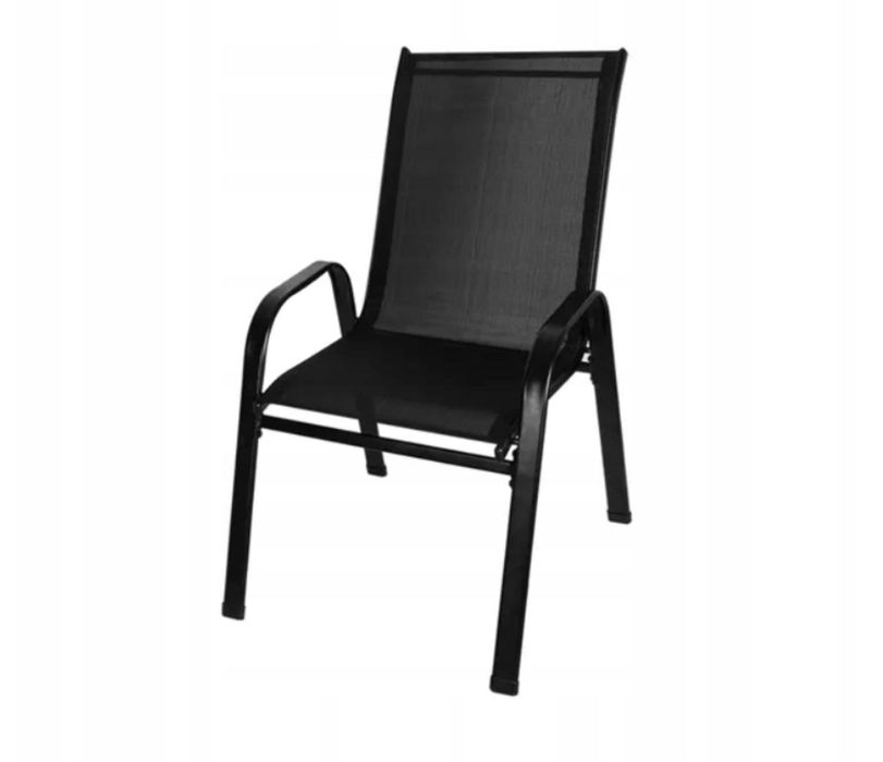 KRZESŁA OGRODOWE stalowe czarne 4 SZTUKI zestaw porządne BESTSELLER