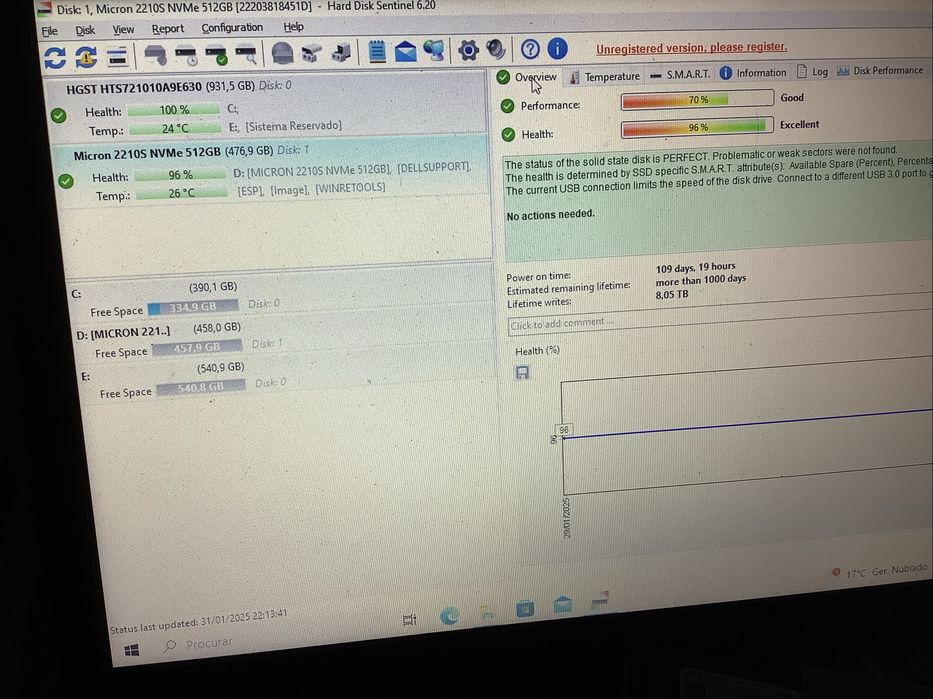 Disco M.2 NVMe Micron 2210S 512GB MTFDHBA512QFD