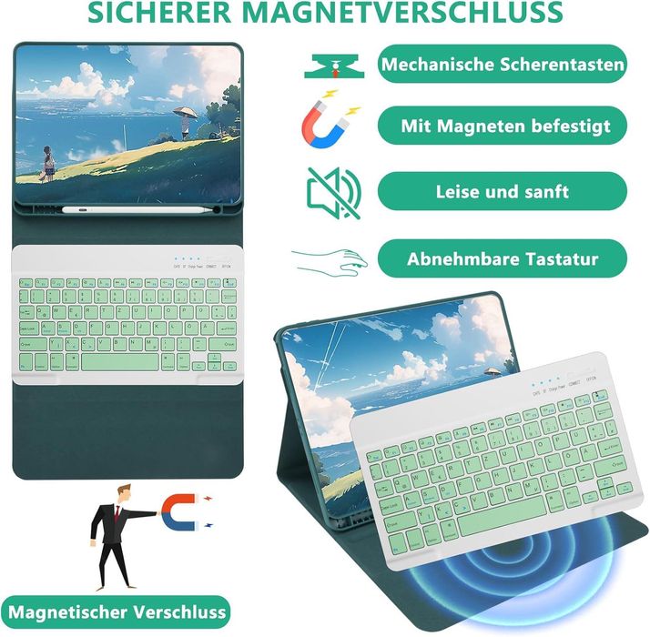 Etui iPad Air 11' Etui z klawiaturą magnetyczną zielony