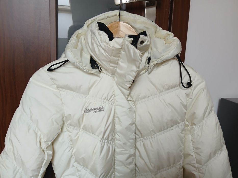 Bergans Kurtka Płaszcz Puchowy Perłowy Długi Xs