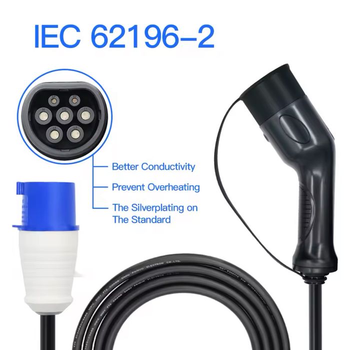 Carregador Portátil 7 kw - 32A - c/ Suporte Parede  Veiculos Eletricos64738600540418123