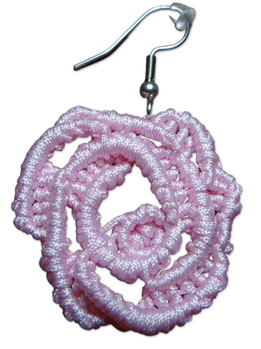 Lekkie kolczyki ze sznurka, makrama, handmade, stal nierdzewna, róża