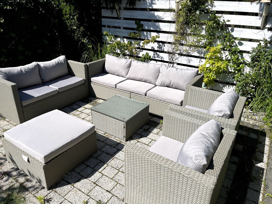 zestaw technorattan Torino 2x poszewki sofa pufa fotel