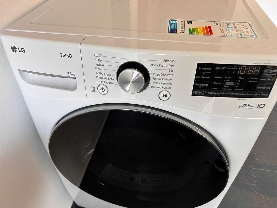 Máquina de Secar LG RH18U8AVCW 18kg – Bomba de Calor | Dual Inverter | Wi-Fi