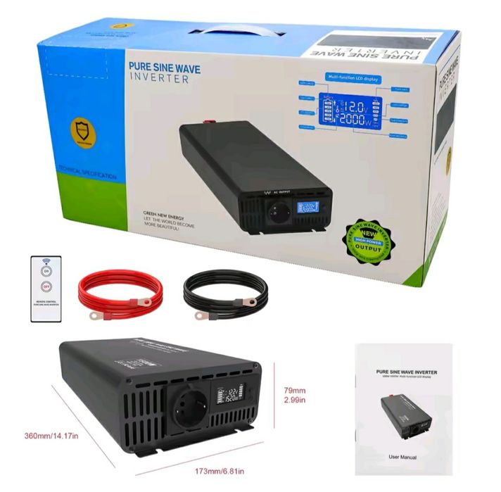 Інвертор DATOUBOSS 1500 W / 3000 W 12 V 220 з пультом чиста синусоїда