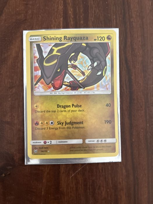 Złota karta Pokemon Shining Rayquaza unikat oryginał