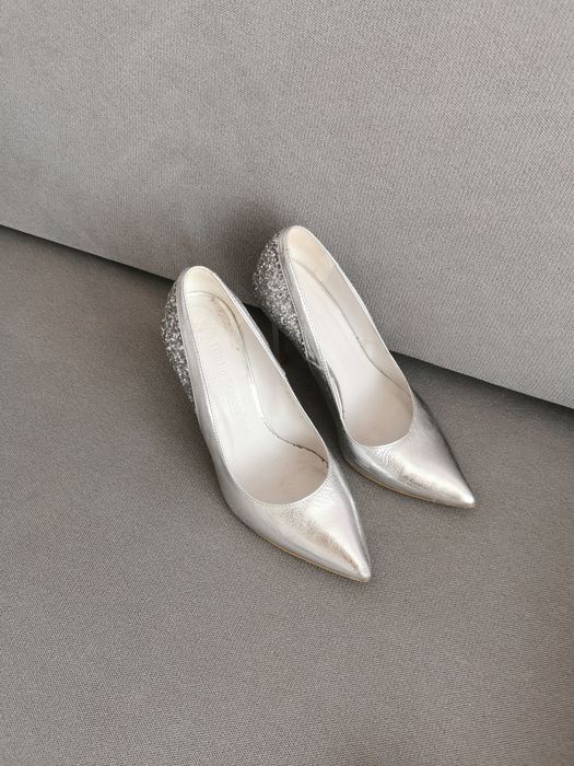 Buty szpilki srebrne