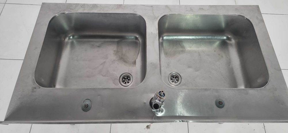 Мийка двохсекційна з нержавіючої сталі, 1200х600х850 мм., Б/у 93167978