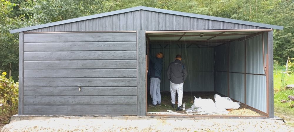 6x6 MAŁ Grafit Drewnop Garaze Blaszane Garaz Blaszany Blaszak Blaszaki