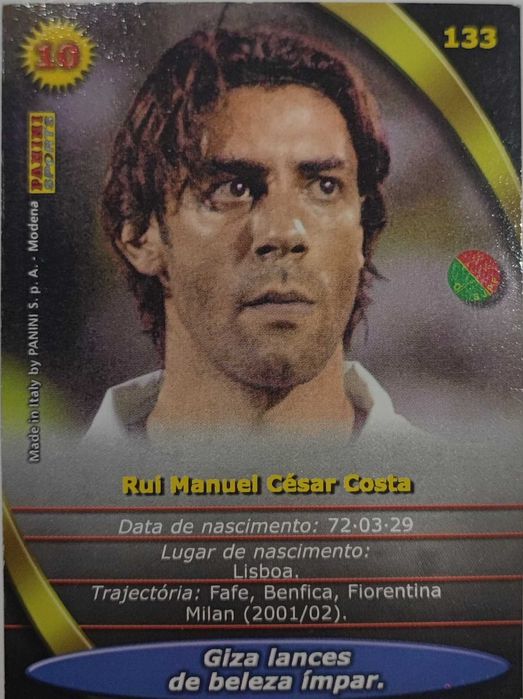 Carta Panini Rui Costa 2003/2004