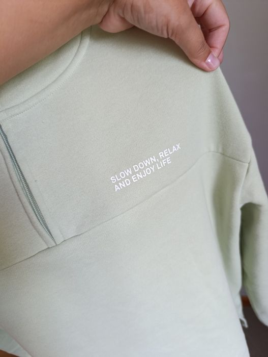 Bluza damska miętowa z kominem sportowa ciepła