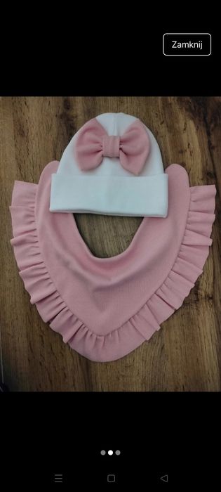 Komplet na wiosnę czapka i chusta w falbanki