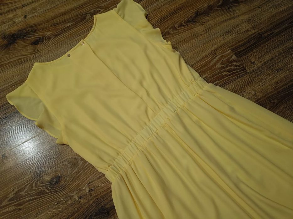 MINT & BERRY sukienka żółta bananowa za kolano midi z Zalando rozm. 40