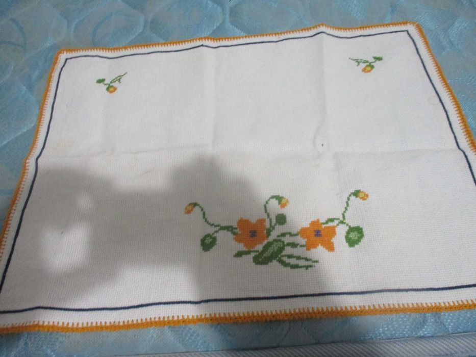 bordado ponto de cruz flores 30cm