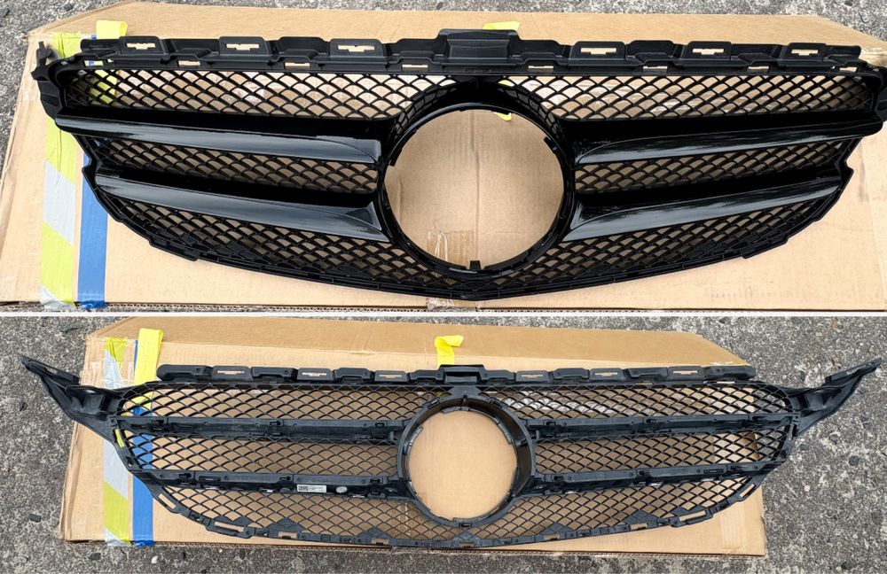 Решетка радиатора mercedes w205 c300 amg решітка amg black чорна