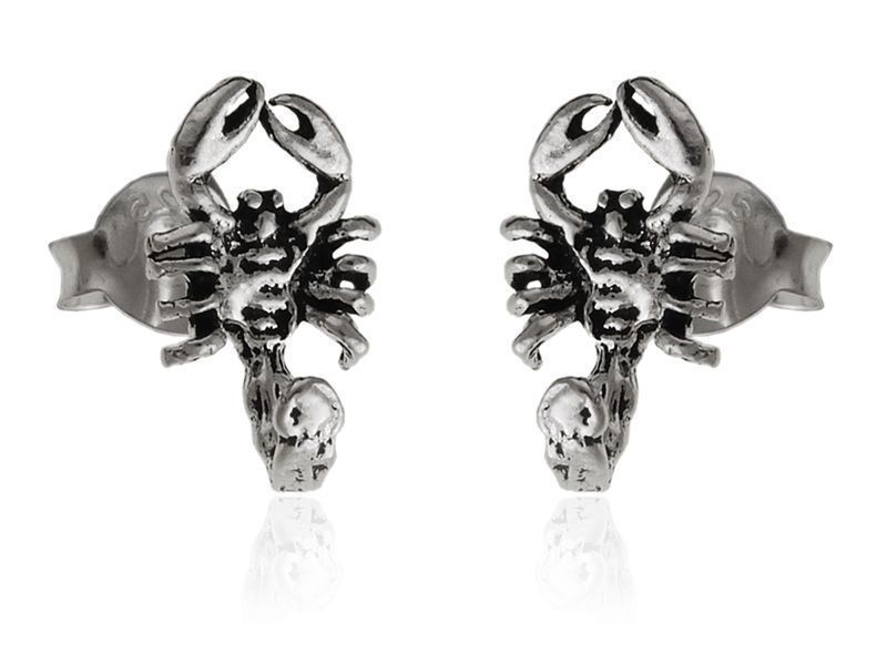 Oksydowane Srebrne Kolczyki Wkrętki Skorpiony K3091