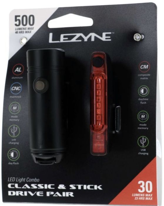 Комплект велосипедних ліхтарів Lezyne Classic Drive 500 / Stick Pair