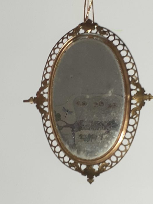 Espelho Antigo c/ Moldura em Latão Rendilhado