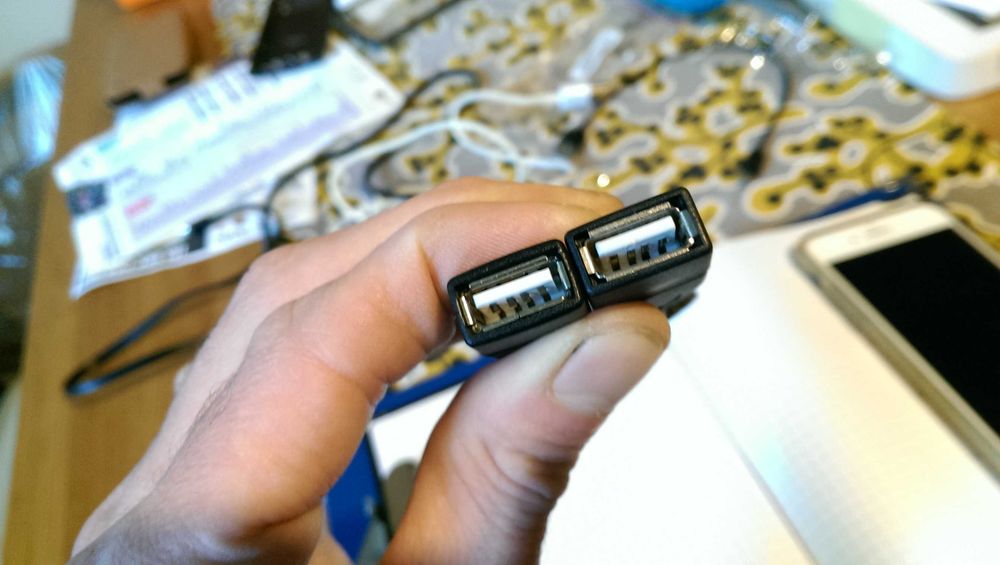 Przewód Host USB żeński- micro USB męski, 12 cm, 27 cm, 2 sztuki;