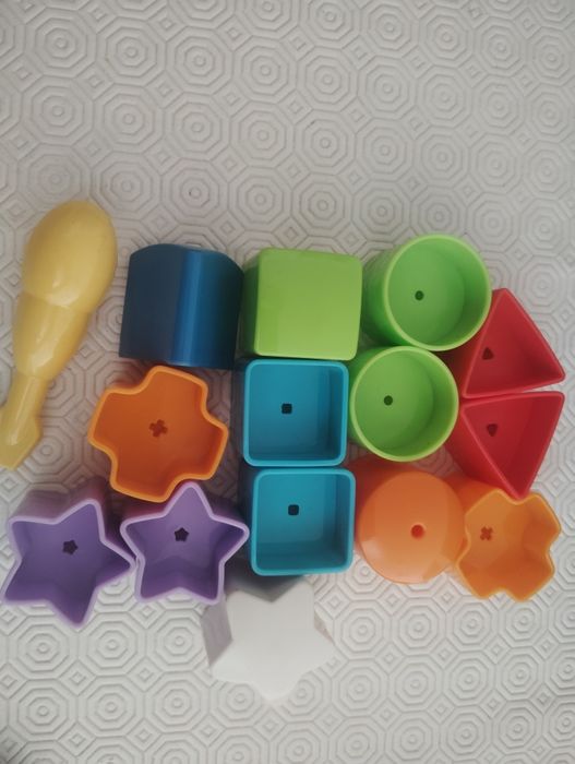 Balde Do Brinquedo clássico Primeiros Blocos do Bebê Fisher Prince Usado