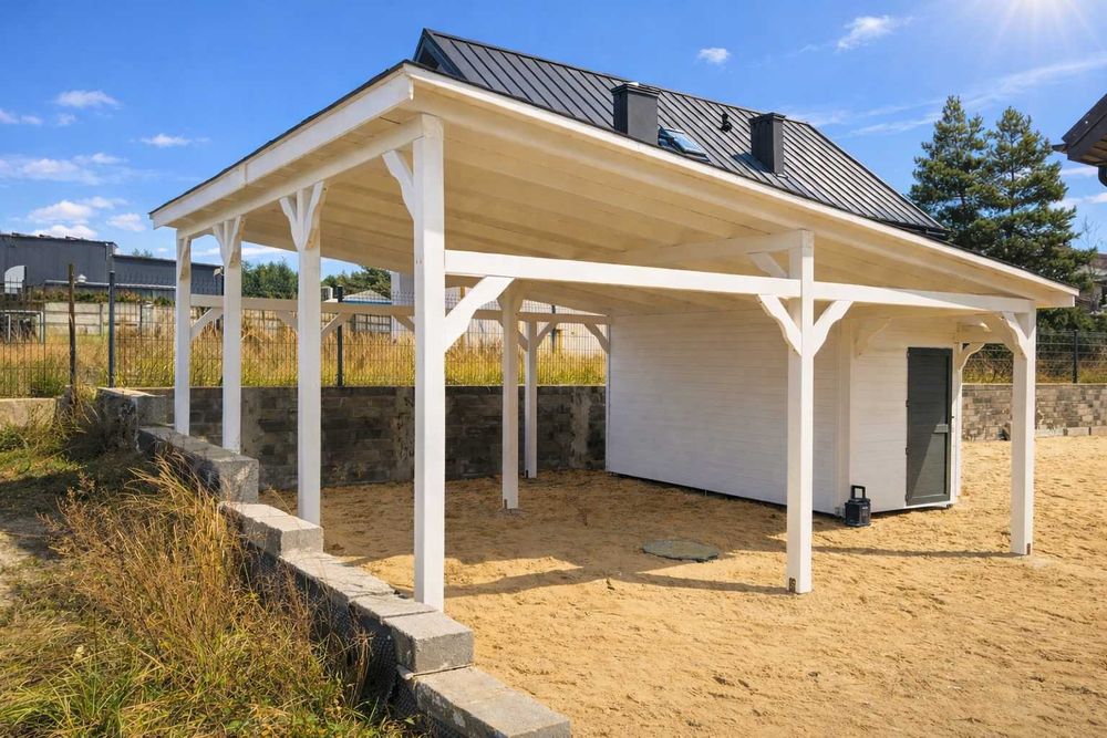 Wiata drewniana samochodowa Zadaszenie Ganek Weranda Pergola Daszek
