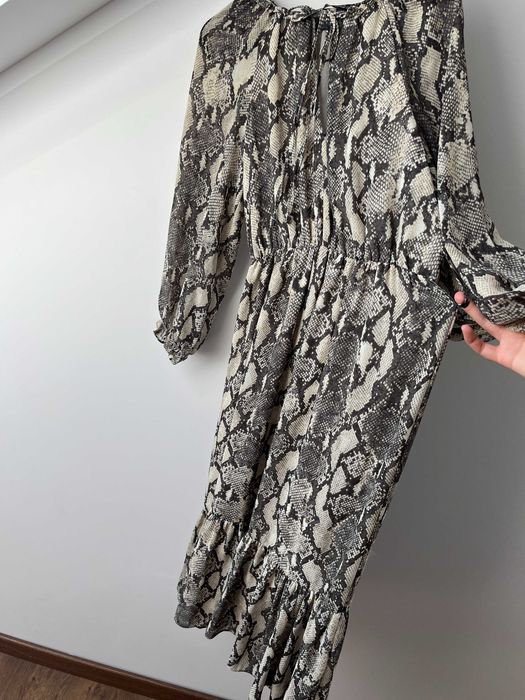 Sukienka midi ZARA print animal rozmiar XS oversize boho y2k jesień