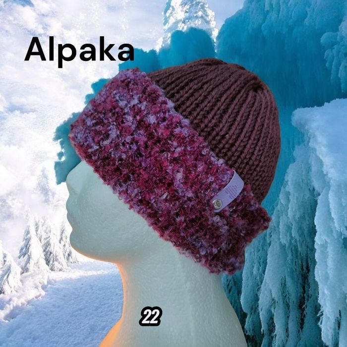 Mega ciepła czapka dwustronna dwuwarstwowa bezszwowa handmade