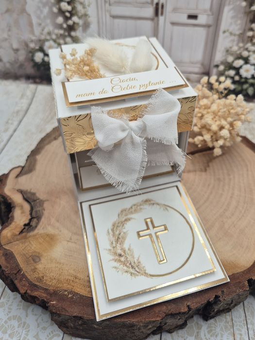 ExplodingBox elegancki pamiątka Czy Zostaniesz Moją Chrzestną złoto