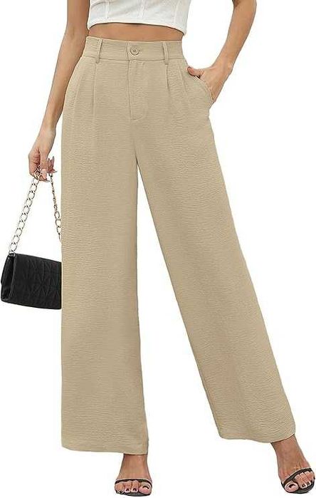 BEIGAI spodnie damskie XL szerokie nogawki wysoki stan eleganckie